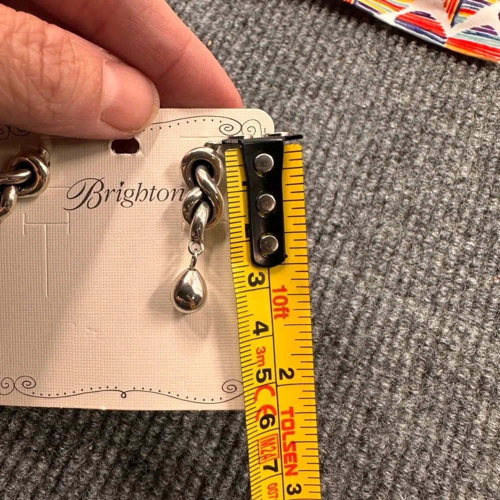 Brighton Interlok Drop Post Earrings Silver Tone Single Knot Dangle JA0135